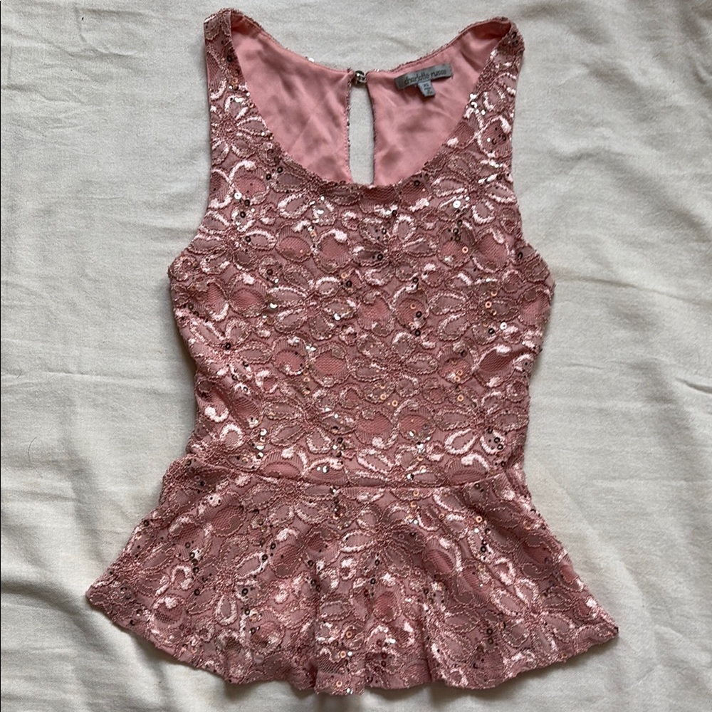 Charlotte Russe Pink Embellished Peplum Tank Top